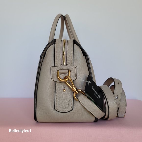 KATE SPADE Gramercy Racing Stripe Plaid Twill Medium Satchel-Mushroom Multi ⭐ - Picture 9 of 16